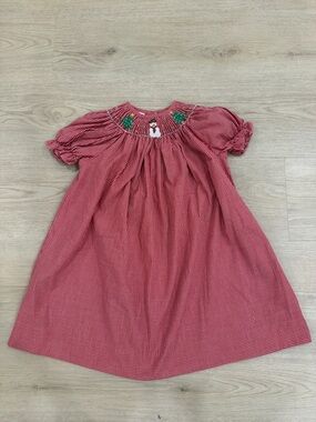 Be Mine 2T Girls' Red Smocked Holiday Dress with Snowman